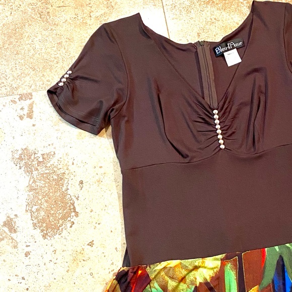 BLUE D’AZUR FRANCE dress short sleeves 10 brown - Picture 8 of 11